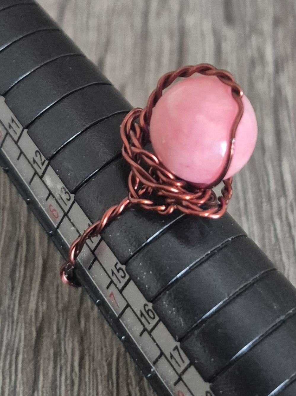 Handmade Natural Pink Jade Vintage Copper Ring! - Picture 3 of 7